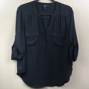 Torrid Harper Black Sheer Blouse Pockets 3/4 Sleeves Women’s Plus Size 2X